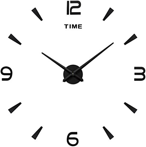 AILILIFE 3D DIY Wall Clock Decor Sticker Mirror Frameless Large DIY Wall Clock Kit for Home Living Room Bedroom Office Decoration (Black) - Image 2