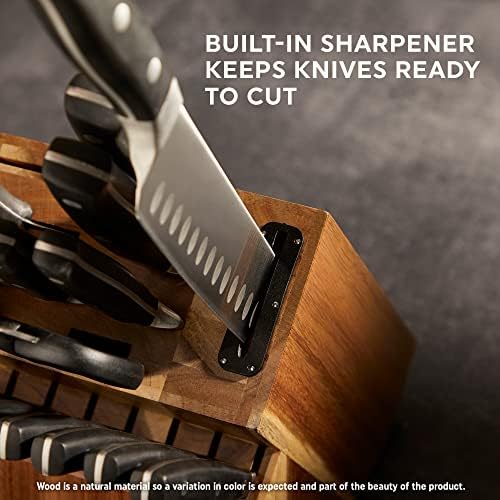 Chicago Cutlery Insignia Triple Rivet Poly (18-PC) Kitchen Knife Block Set With Wooden Block & Built-In Sharpener, Black Ergonomic Handles and Sharp Stainless Steel Professional Chef Knife Set - Image 4