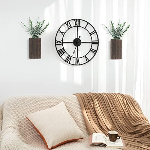 Dahey 2 Pack Wood Wall Planter Vase with Artificial Eucalyptus Farmhouse Wall Hanging Decor Pocket Planter for Indoor Fake Plants Greenery, Living Room Bedroom Kitchen Home Office Decoration - Image 3