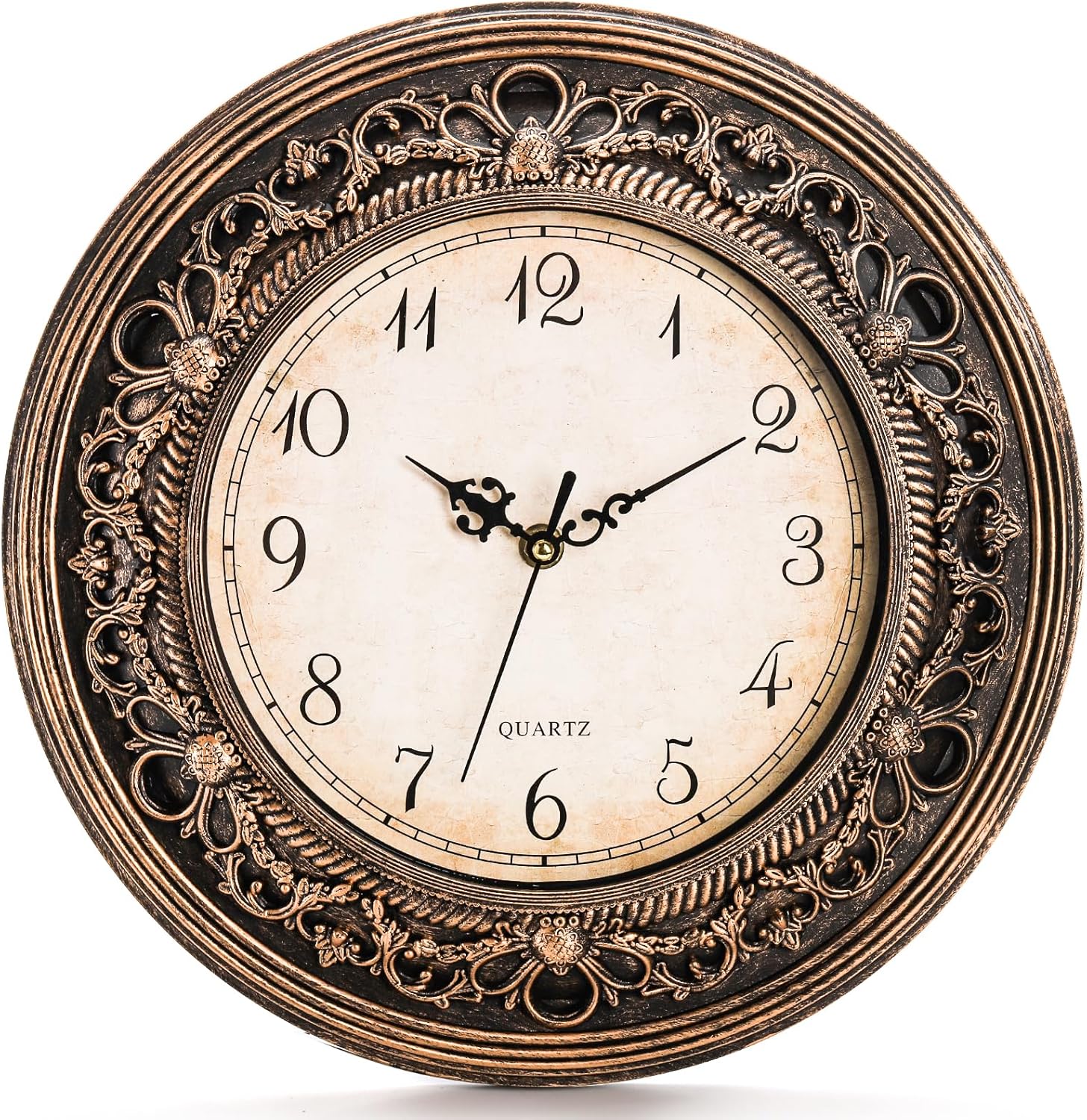 Silent Wall Clock, 13 Inch Vintage Large Wall Clocks, Battery Operated Round Bathroom Clock, Non-Ticking Decorative Retro Analog Clocks for Living Room, Office, Kitchen, School, Bedroom