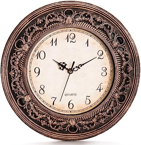 Silent Wall Clock, 13 Inch Vintage Large Wall Clocks, Battery Operated Round Bathroom Clock, Non-Ticking Decorative Retro Analog Clocks for Living Room, Office, Kitchen, School, Bedroom - Image 2
