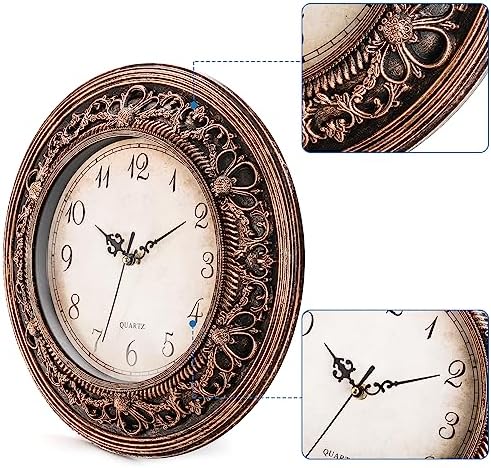 Silent Wall Clock, 13 Inch Vintage Large Wall Clocks, Battery Operated Round Bathroom Clock, Non-Ticking Decorative Retro Analog Clocks for Living Room, Office, Kitchen, School, Bedroom - Image 4