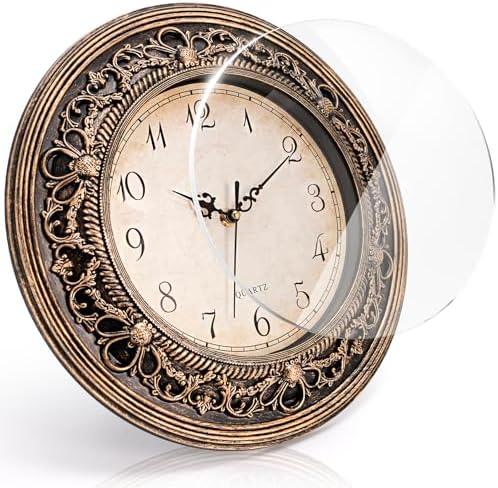 Silent Wall Clock, 13 Inch Vintage Large Wall Clocks, Battery Operated Round Bathroom Clock, Non-Ticking Decorative Retro Analog Clocks for Living Room, Office, Kitchen, School, Bedroom - Image 6