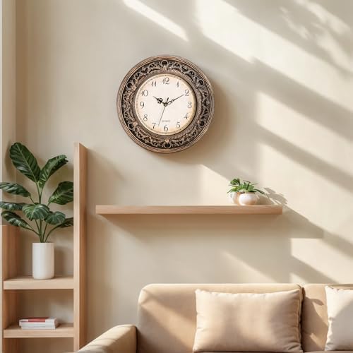 Silent Wall Clock, 13 Inch Vintage Large Wall Clocks, Battery Operated Round Bathroom Clock, Non-Ticking Decorative Retro Analog Clocks for Living Room, Office, Kitchen, School, Bedroom - Image 7
